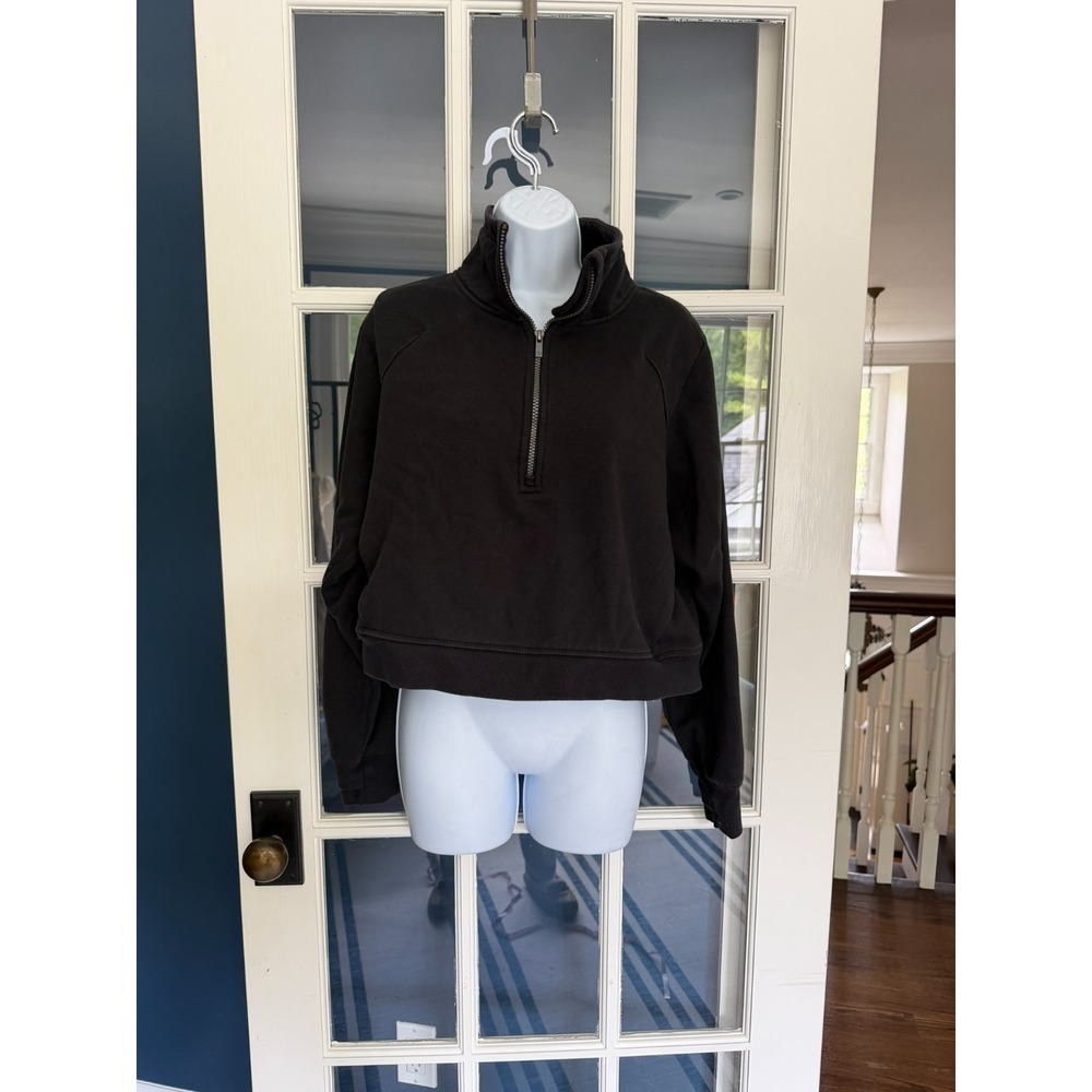 All in Motion Black 1/2 Zip Fleece Long Sleeve Cropped Sweatshirt Women L